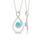 Swiss Blue Topaz and Diamond Teardrop Pendant Necklace Swiss Blue Topaz - ( AAA ) - Quality - Rosec Jewels