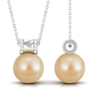 Round South Sea Pearl Elegant Pendant with Diamond South Sea Pearl - ( AAA ) - Quality - Rosec Jewels