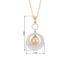 Round South Sea Pearl and Moissanite Dangle Pendant South Sea Pearl - ( AAA ) - Quality - Rosec Jewels