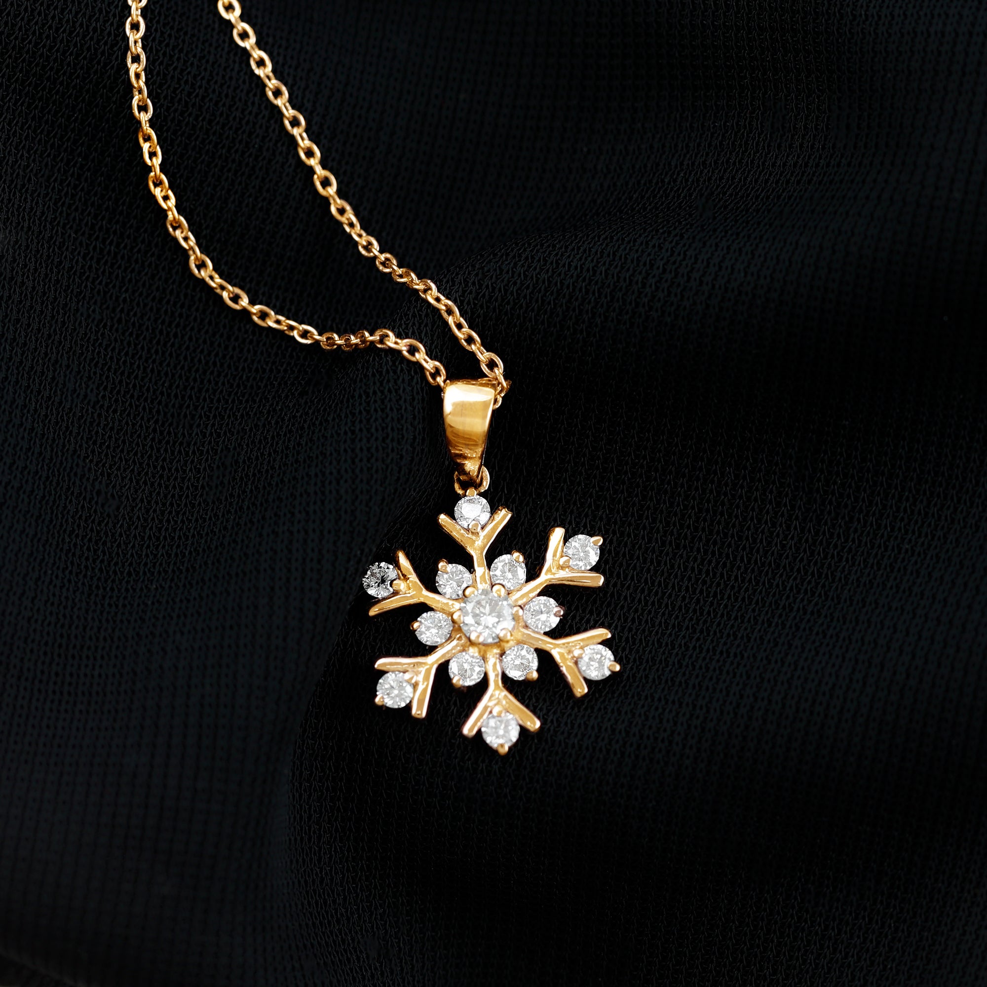 Minimal Diamond Snowflake Pendant Diamond - ( HI-SI ) - Color and Clarity - Rosec Jewels