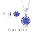 Round Tanzanite Swirl Pendant and Earrings Set Tanzanite - ( AAA ) - Quality - Rosec Jewels