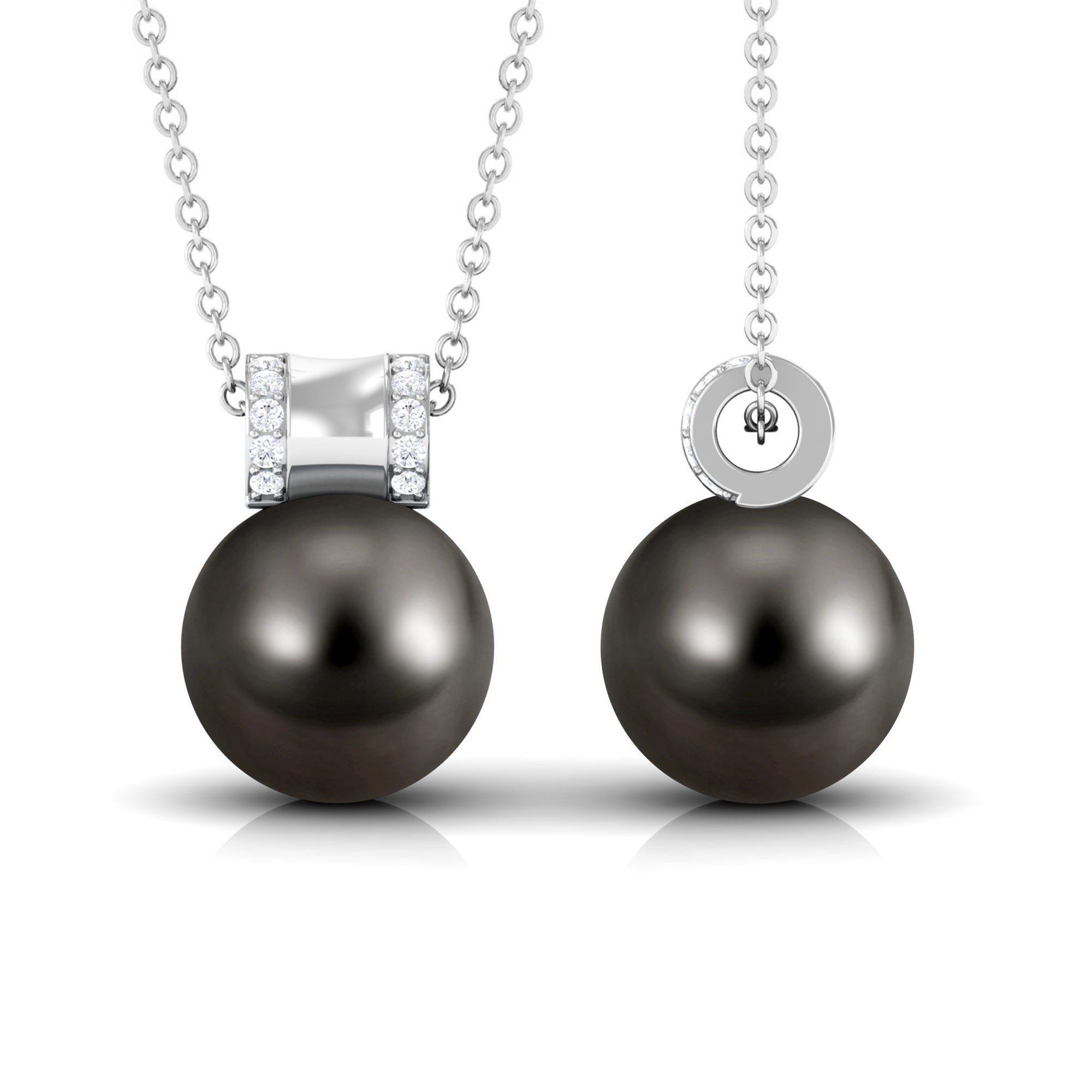 Elegant Tahitian Pearl Pendant with Diamond Tahitian pearl - ( AAA ) - Quality - Rosec Jewels