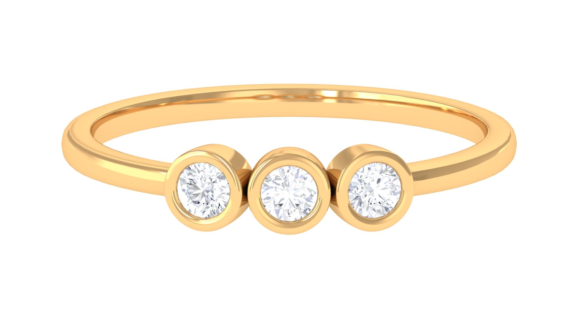 1/4 CT Round Diamond Three Stone Promise Ring in Gold Diamond - ( HI-SI ) - Color and Clarity - Rosec Jewels