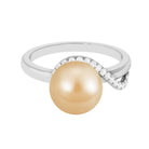 Solitaire South Sea Pearl Designer Engagement Ring with Diamond South Sea Pearl - ( AAA ) - Quality - Rosec Jewels