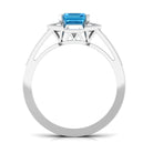 2.5 CT Octagon Swiss Blue Topaz Art Deco Engagement Ring with Moissanite Swiss Blue Topaz - ( AAA ) - Quality - Rosec Jewels