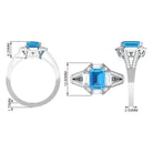 2.5 CT Octagon Swiss Blue Topaz Art Deco Engagement Ring with Moissanite Swiss Blue Topaz - ( AAA ) - Quality - Rosec Jewels