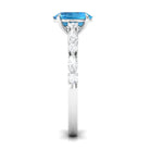 2 CT Oval Cut Swiss Blue Topaz Solitaire Engagement Ring with Moissanite Swiss Blue Topaz - ( AAA ) - Quality - Rosec Jewels