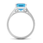 Asscher Cut Swiss Blue Topaz Solitaire Ring with Diamond Swiss Blue Topaz - ( AAA ) - Quality - Rosec Jewels