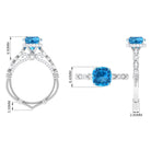 3.25 CT Cushion Cut Swiss Blue Topaz Solitaire and Moissanite Side Stone Ring Swiss Blue Topaz - ( AAA ) - Quality - Rosec Jewels