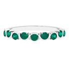 3/4 CT Natural Green Emerald Semi Eternity Ring Emerald - ( AAA ) - Quality - Rosec Jewels