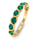 3/4 CT Natural Green Emerald Semi Eternity Ring Emerald - ( AAA ) - Quality - Rosec Jewels