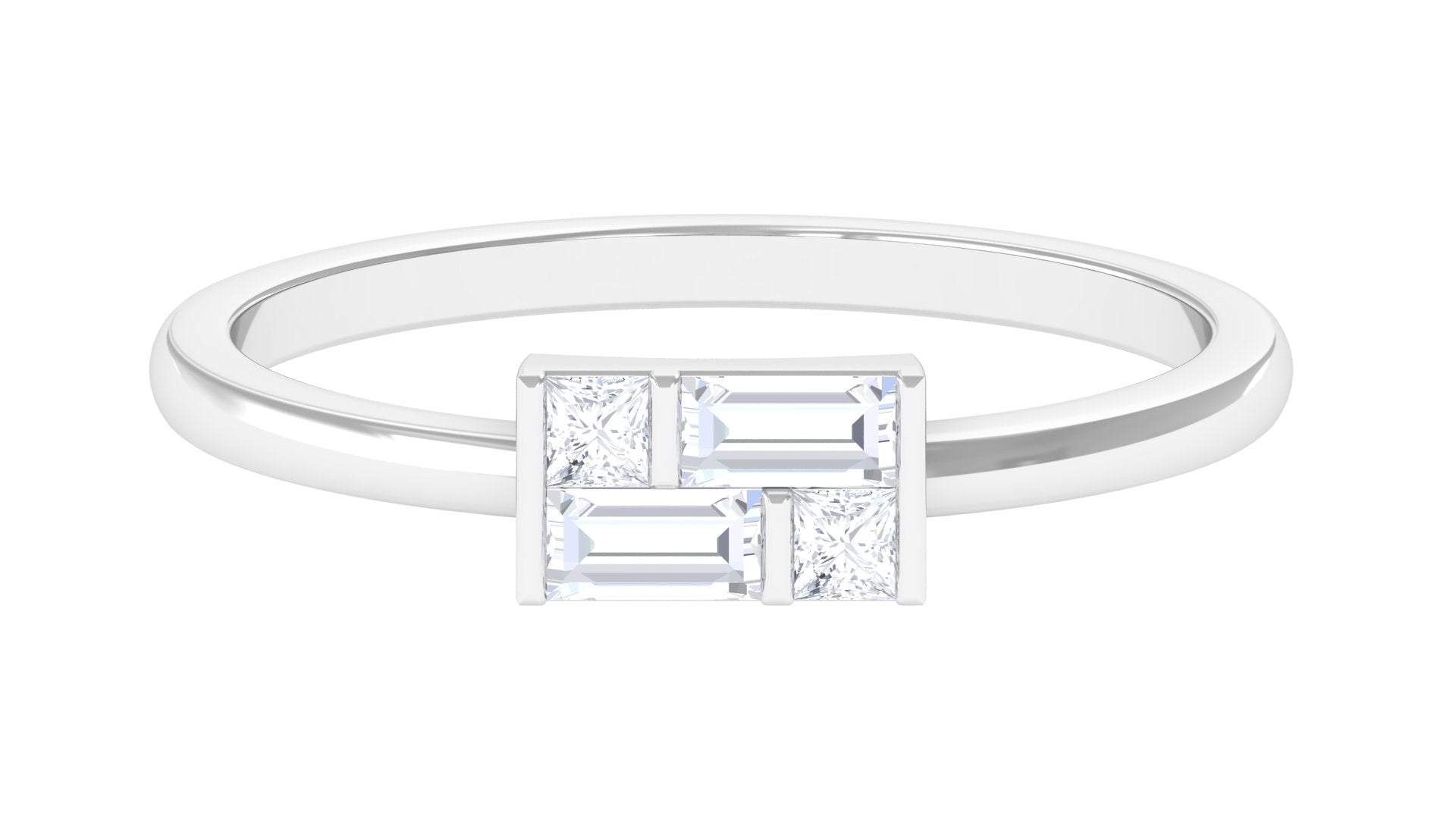 1/2 CT Simple Diamond Gold Promise Ring in Bar Setting Diamond - ( HI-SI ) - Color and Clarity - Rosec Jewels