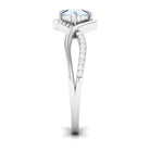 1/2 CT Claw Set Moonstone Solitaire Crossover Ring with Diamond Moonstone - ( AAA ) - Quality - Rosec Jewels