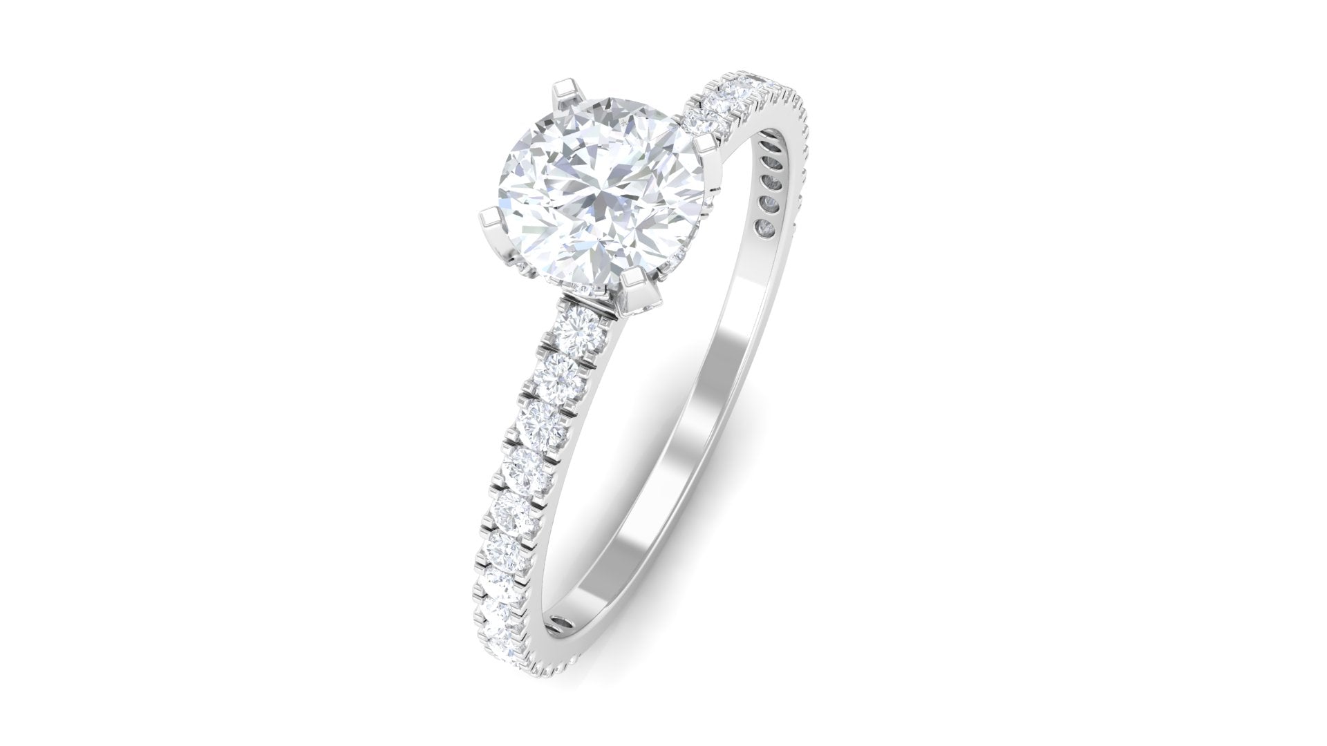 3/4 CT Minimal Diamond Solitaire Engagement Ring Diamond - ( HI-SI ) - Color and Clarity - Rosec Jewels