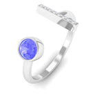 Modern Cuff Ring with Tanzanite and Diamond Tanzanite - ( AAA ) - Quality - Rosec Jewels