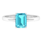 6X8 MM Octagon Cut Swiss Blue Topaz Solitaire Ring Swiss Blue Topaz - ( AAA ) - Quality - Rosec Jewels