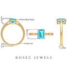 6X8 MM Octagon Cut Swiss Blue Topaz Solitaire Ring Swiss Blue Topaz - ( AAA ) - Quality - Rosec Jewels