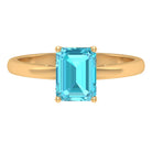 6X8 MM Octagon Cut Swiss Blue Topaz Solitaire Ring Swiss Blue Topaz - ( AAA ) - Quality - Rosec Jewels