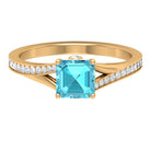 1.50 CT Split Shank Swiss Blue Topaz Solitaire with Diamond Side Stone Ring Swiss Blue Topaz - ( AAA ) - Quality - Rosec Jewels