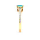 1.50 CT Split Shank Swiss Blue Topaz Solitaire with Diamond Side Stone Ring Swiss Blue Topaz - ( AAA ) - Quality - Rosec Jewels