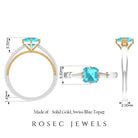 1.25 CT Asscher Cut Swiss Blue Topaz Solitaire Ring in Two Tone Gold Swiss Blue Topaz - ( AAA ) - Quality - Rosec Jewels