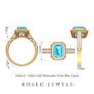 2.75 CT Swiss Blue Topaz Vintage Engagement Ring with Moissanite Swiss Blue Topaz - ( AAA ) - Quality - Rosec Jewels