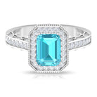 2.75 CT Swiss Blue Topaz Vintage Engagement Ring with Moissanite Swiss Blue Topaz - ( AAA ) - Quality - Rosec Jewels