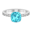 2 CT French Set Swiss Blue Topaz Solitaire Ring Swiss Blue Topaz - ( AAA ) - Quality - Rosec Jewels