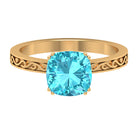 2 CT French Set Swiss Blue Topaz Solitaire Ring Swiss Blue Topaz - ( AAA ) - Quality - Rosec Jewels