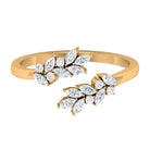 Natural Diamond Leaf Ring in Cuff Style Diamond - ( HI-SI ) - Color and Clarity - Rosec Jewels