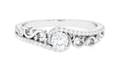 1/2 CT Genuine Diamond Engagement Ring with Bypass Shank Diamond - ( HI-SI ) - Color and Clarity - Rosec Jewels