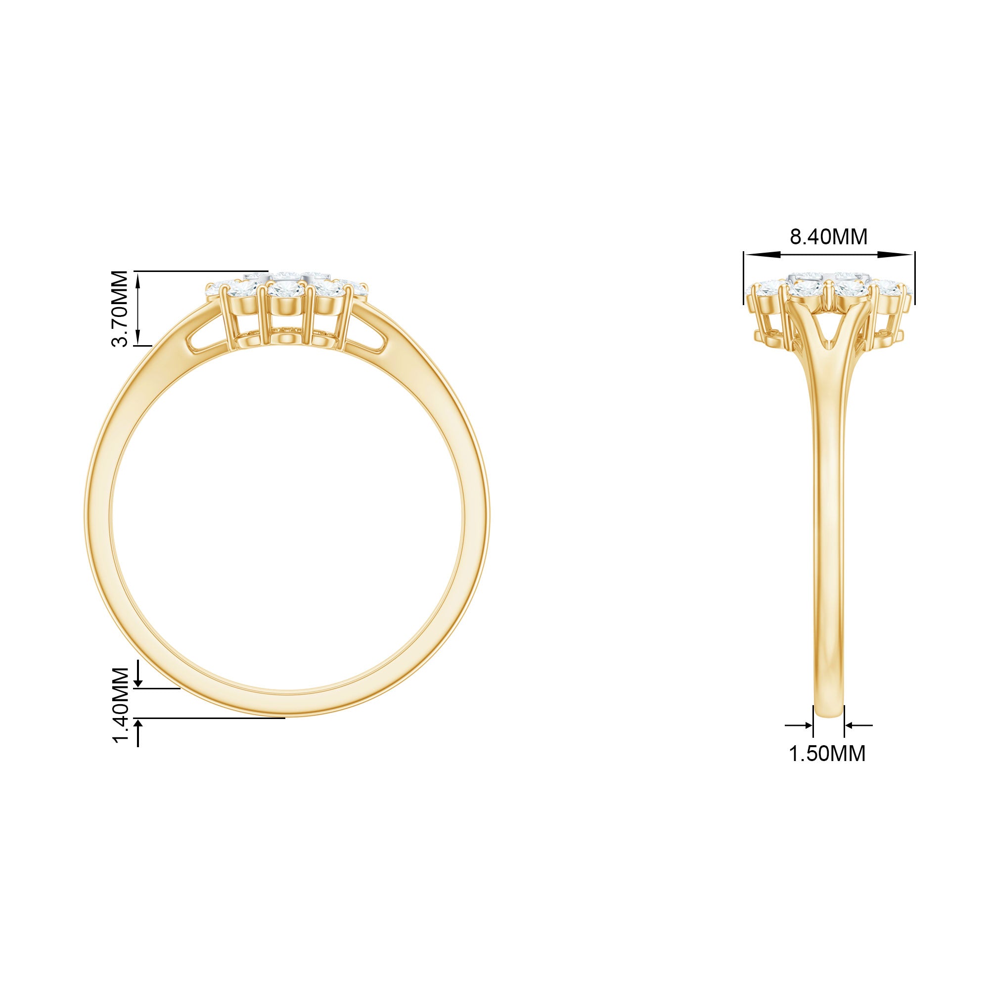 Illusion Set Round Diamond Flower Promise Ring in Split Shank Diamond - ( HI-SI ) - Color and Clarity - Rosec Jewels