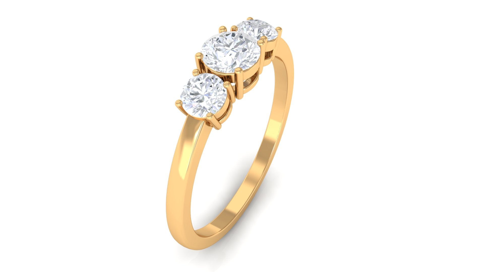 0.75 CT Round Diamond Three Stone Engagement Ring in Gold Diamond - ( HI-SI ) - Color and Clarity - Rosec Jewels