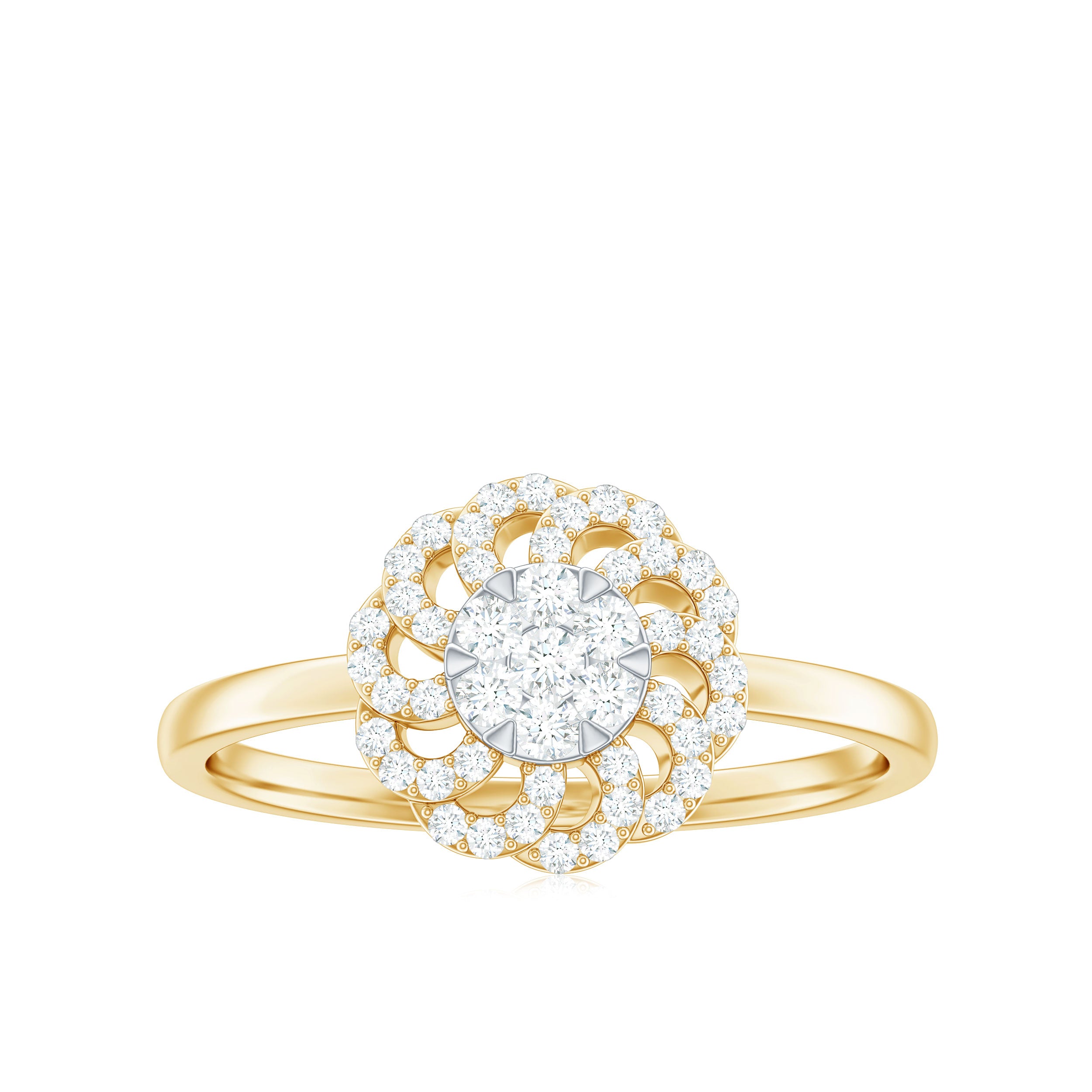 Illusion Set Round Diamond Flower Engagement Ring Diamond - ( HI-SI ) - Color and Clarity - Rosec Jewels