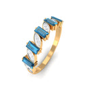 3/4 CT London Blue Topaz and Diamond Tilted Half Eternity Ring London Blue Topaz - ( AAA ) - Quality - Rosec Jewels