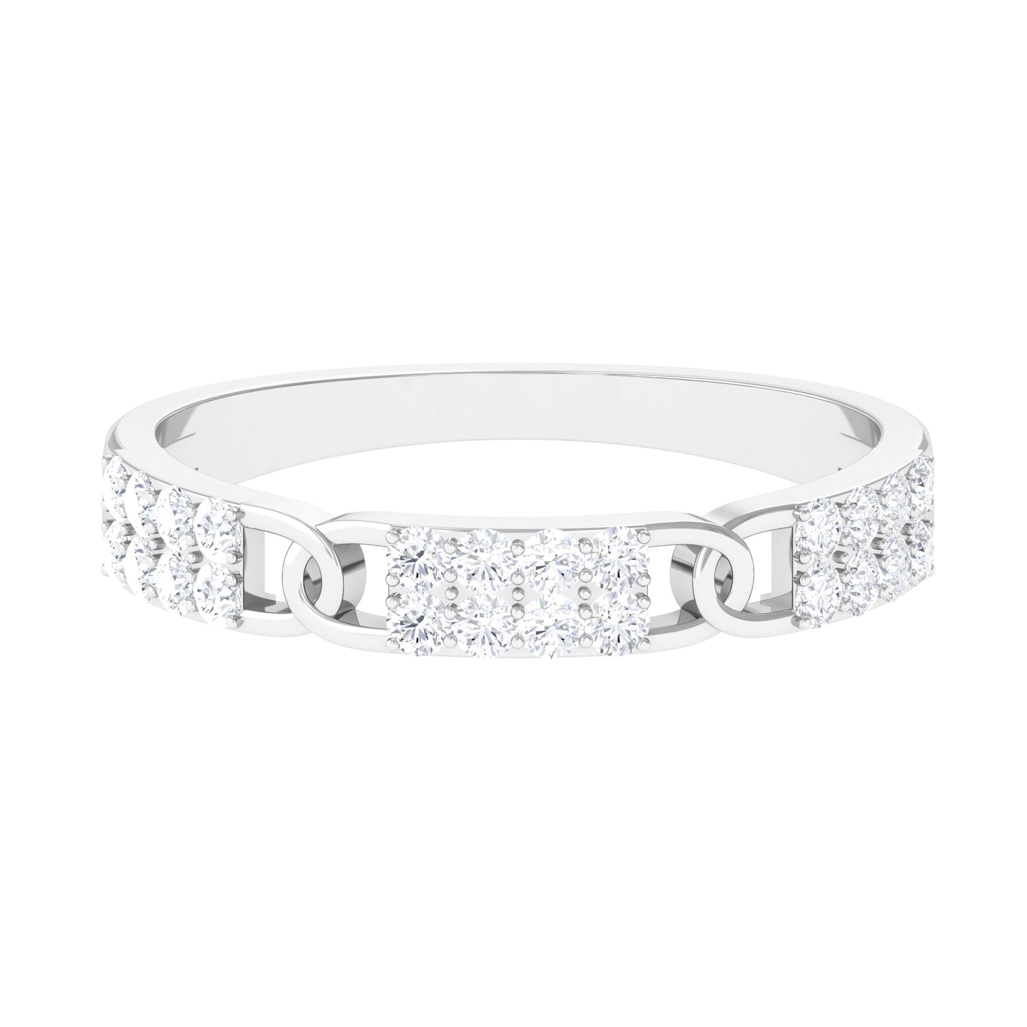 1/2 CT Natural Diamond Interlock Band Ring Diamond - ( HI-SI ) - Color and Clarity - Rosec Jewels