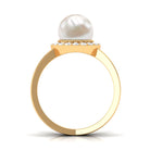 2.5 CT Freshwater Pearl Criss Cross Engagement Ring with Diamond Halo Freshwater Pearl - ( AAA ) - Quality - Rosec Jewels