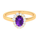 Oval Shape Amethyst and Diamond Classic Halo Engagement Ring Amethyst - ( AAA ) - Quality - Rosec Jewels