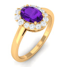 Oval Shape Amethyst and Diamond Classic Halo Engagement Ring Amethyst - ( AAA ) - Quality - Rosec Jewels