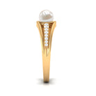 Freshwater Pearl Engagement Ring with Diamond Side Stones Freshwater Pearl - ( AAA ) - Quality - Rosec Jewels