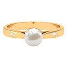 2.25 CT Freshwater Pearl Solitaire Ring with Diamond Accent Freshwater Pearl - ( AAA ) - Quality - Rosec Jewels