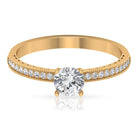 3/4 CT Solitaire Zircon Engagement Ring with Milgrain Gold Detail Zircon - ( AAAA ) - Quality - Rosec Jewels