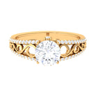 Solitaire Zircon Designer Engagement Ring in Gold Zircon - ( AAAA ) - Quality - Rosec Jewels