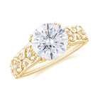 2.25 CT Double Prong Set Zircon Gold Flower Engagement Ring Zircon - ( AAAA ) - Quality - Rosec Jewels