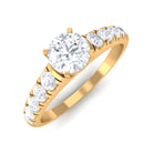 1 CT Round Cubic Zirconia Side Stone Engagement Ring Zircon - ( AAAA ) - Quality - Rosec Jewels