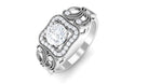 Zircon Vintage Inspired Halo Engagement Ring Zircon - ( AAAA ) - Quality - Rosec Jewels