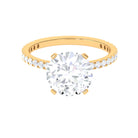 4.75 CT Zircon Solitaire Engagement Ring with Side Stones Zircon - ( AAAA ) - Quality - Rosec Jewels