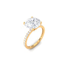 4.75 CT Zircon Solitaire Engagement Ring with Side Stones Zircon - ( AAAA ) - Quality - Rosec Jewels