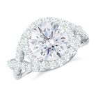 Round Shape Zircon Crossover Engagement Ring in Gold Zircon - ( AAAA ) - Quality - Rosec Jewels