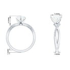 Zircon Crossover Solitaire Engagement Ring Zircon - ( AAAA ) - Quality - Rosec Jewels